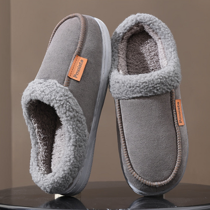 Pantuflas forradas con costura decorativa negras