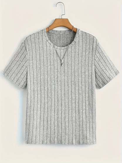 Herre T-shirt med lodret ribmønster – Moderne kortærmet shirt til hverdag og fritid