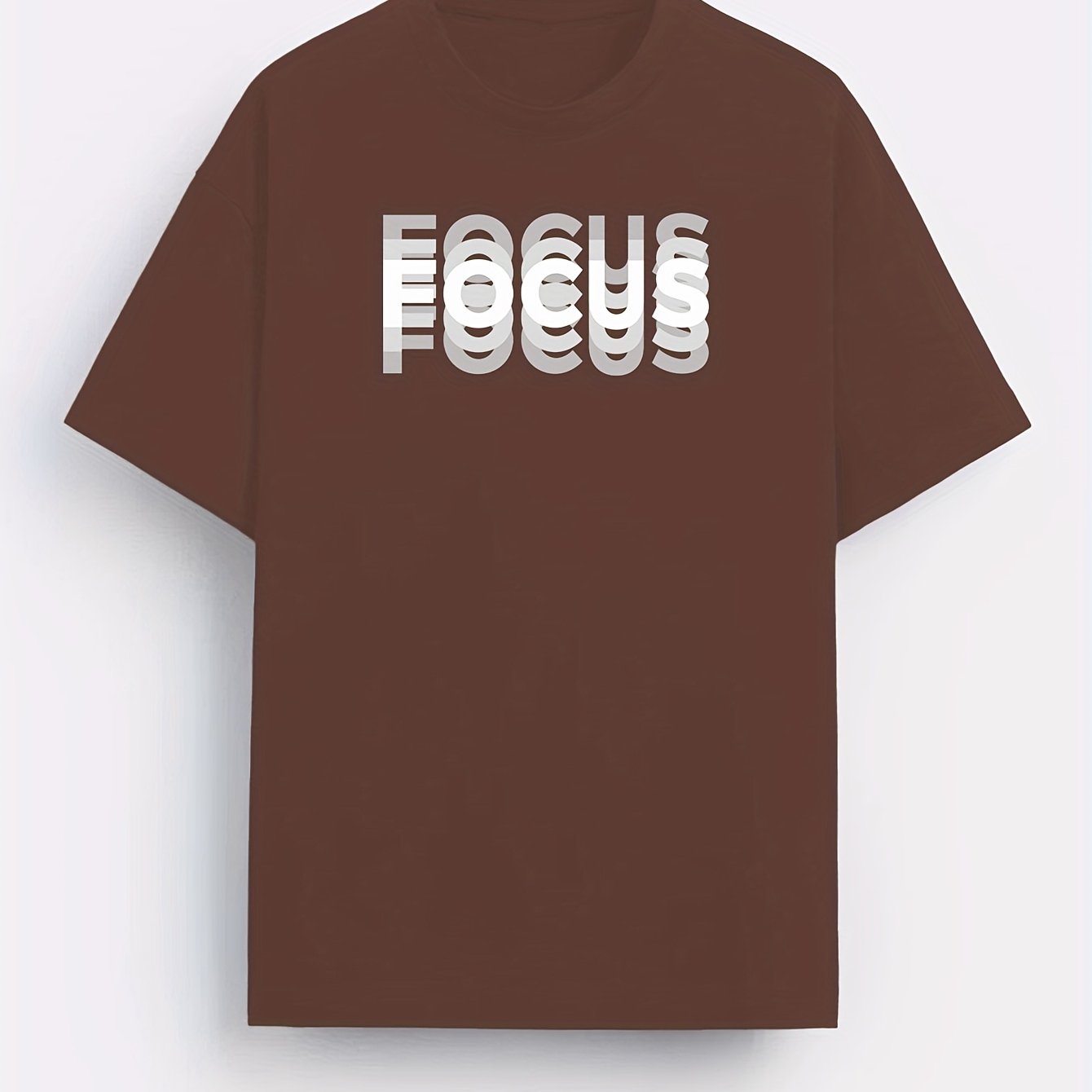 Męski T-shirt z nowoczesnym nadrukiem Focus – casualowa odzież uliczna, koszulka motywacyjna