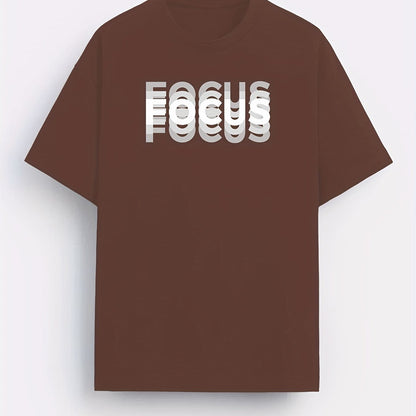 Męski T-shirt z nowoczesnym nadrukiem Focus – casualowa odzież uliczna, koszulka motywacyjna