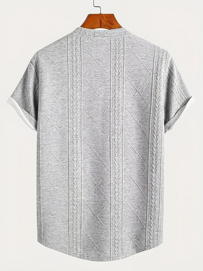 Herren T-Shirt im Strick-Look mit Rundhalsausschnitt, Casual Style, Sommer