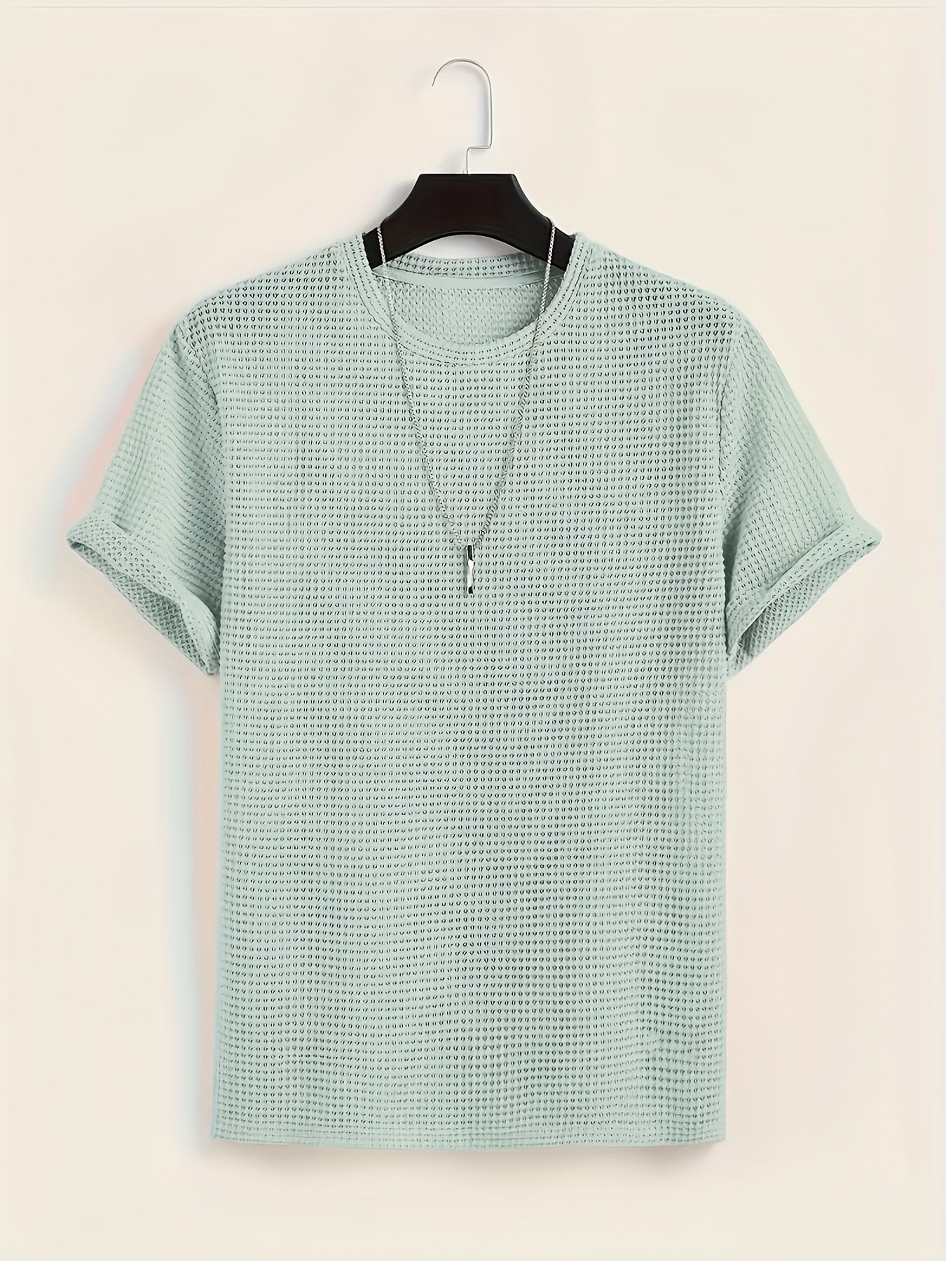 Męski krótki rękaw T-shirt ze strukturą i nowoczesnym stylem casualowym