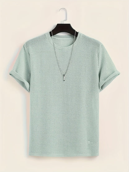 Męski krótki rękaw T-shirt ze strukturą i nowoczesnym stylem casualowym