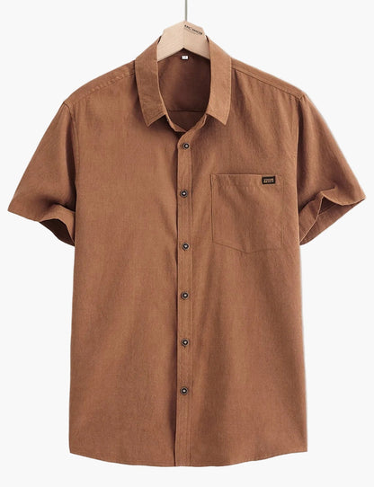 Chemise décontractée homme à manches courtes avec patte de boutonnage – Chemise d'été moderne pour le quotidien et le bureau
