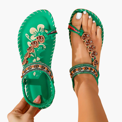 Dames teenslippers in boho-stijl met pareldecoratie voor zomer en vrije tijd