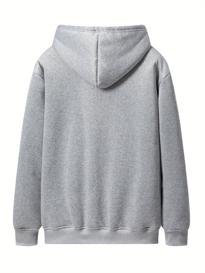 Herren Kapuzenjacke mit Reißverschluss und Teddyfutter Grau