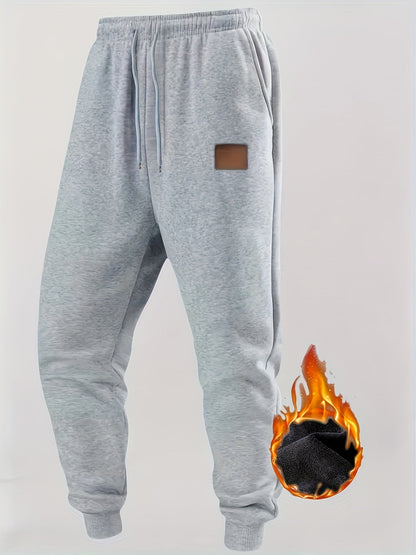 Herren Warme Jogginghose mit Fleecefutter, Kordelzug, Schwarz