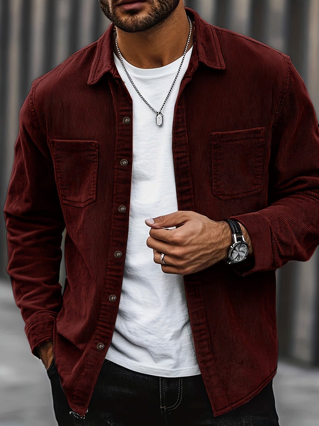 Bryce | Overshirt met lange mouwen, zakken en knopen voor heren