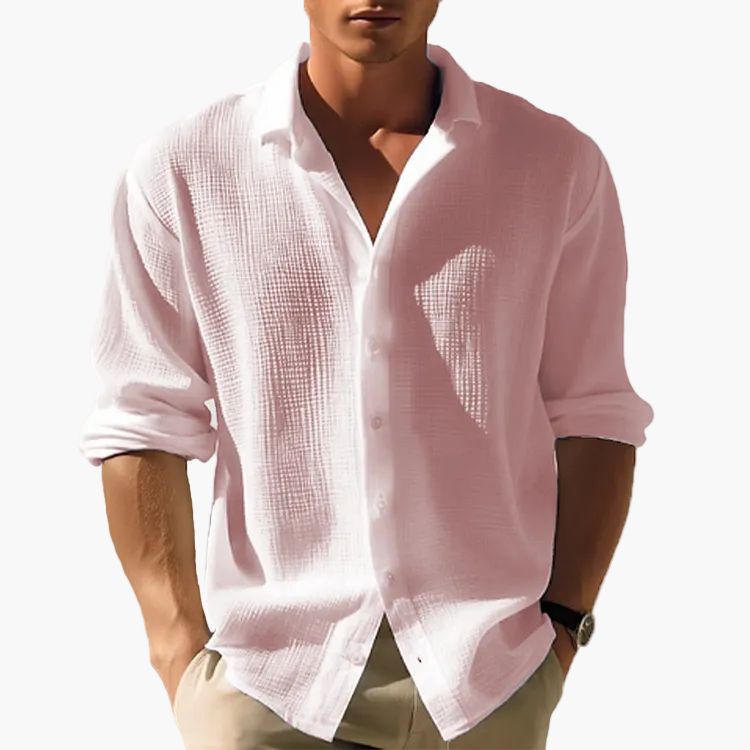 Herren Langarm Freizeithemd – Modernes Button-Down-Hemd für Alltag, Urlaub & Büro