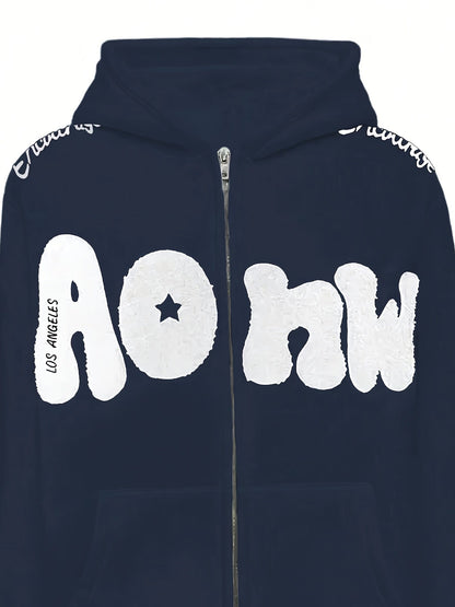 Hoodie mit Reißverschluss, Kapuze und Stern-Applikation, Rosa