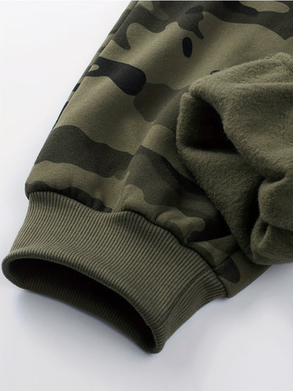 Chándal de hombre de camuflaje, chaqueta con capucha y pantalón, conjunto de dos piezas