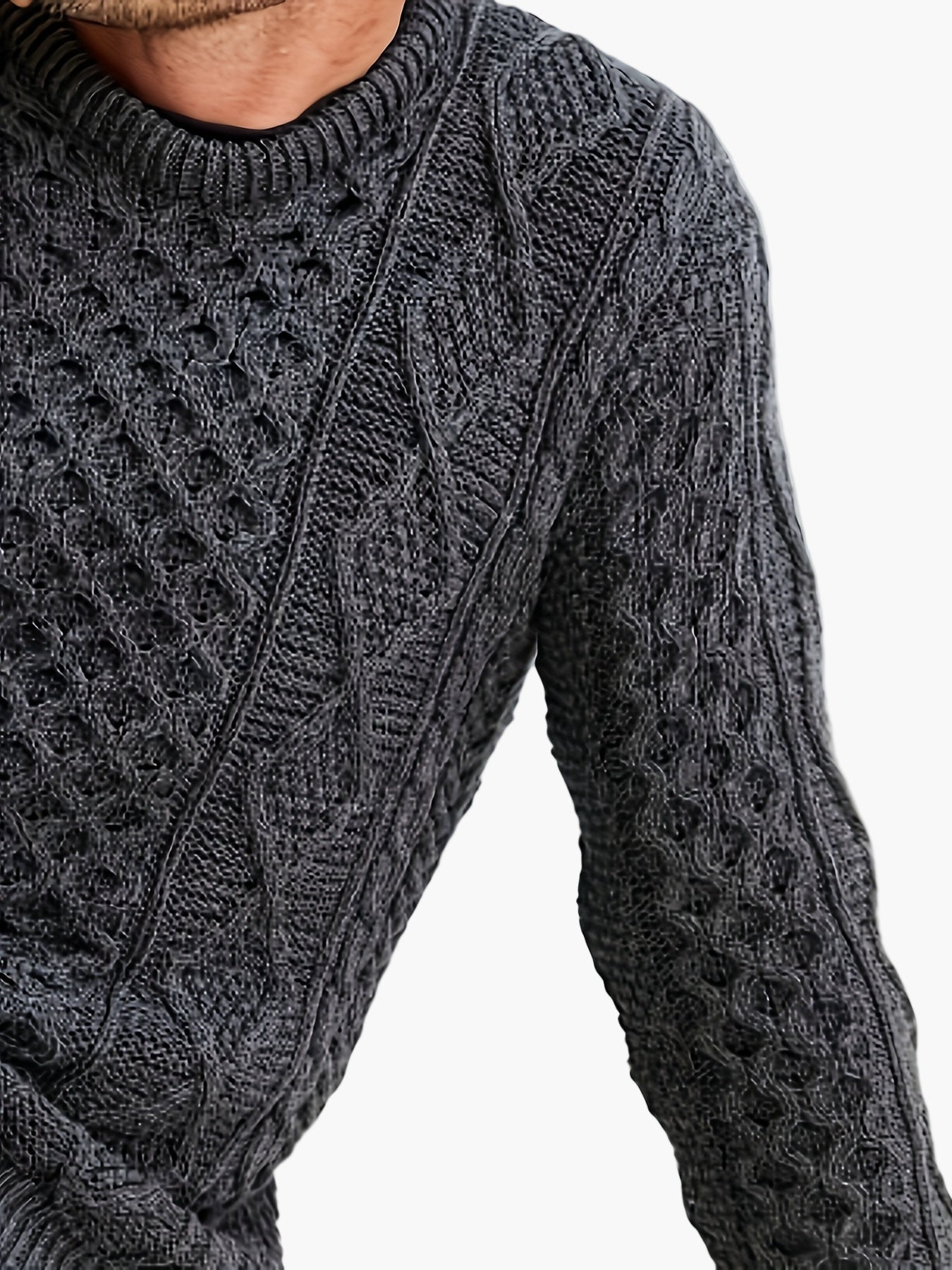 Maglione da uomo a maglia con motivo a trecce – Maglione casual elegante per quotidiano e ufficio
