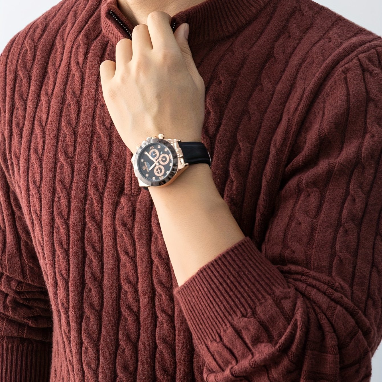 Herren Pullover mit Zopfmuster und Stehkragen – Modischer Strickpullover für Herbst und Winter, Casual Stil