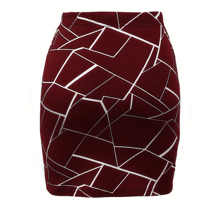 Damen Minirock mit geometrischem Muster – Moderner, eleganter Look für Büro und Freizeit