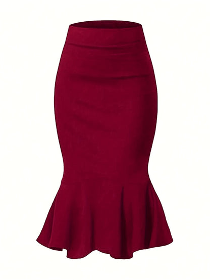 Dame Fishtail Midinederdel Elegant Business Feststil