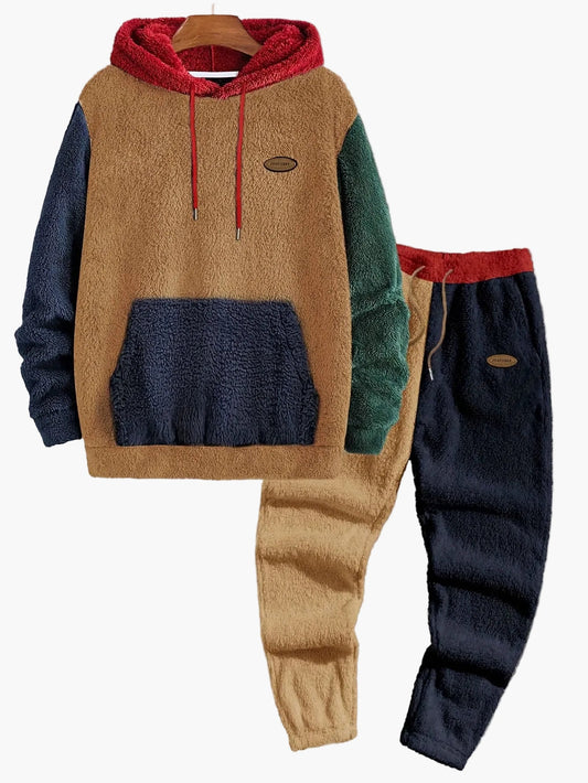 Herr Fleece Joggingset Tvådelat Set Hoodie & Joggingbyxor Fritid Sport