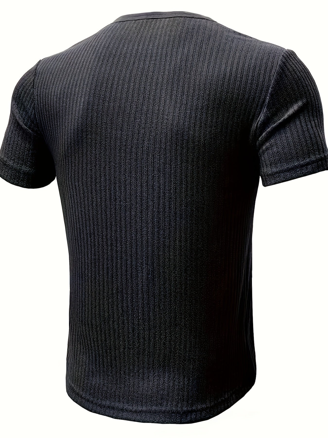 Herre Henley T-skjorte med knappestolpe og striper – Komfortabel fritidsstil