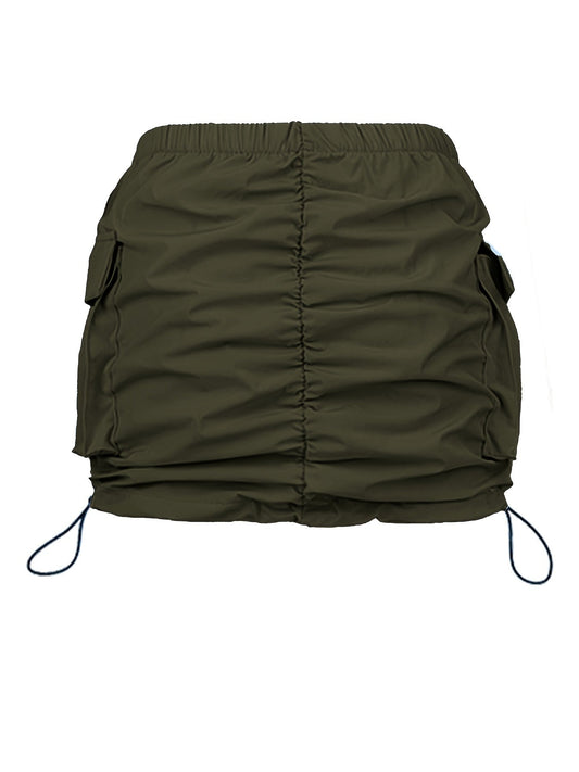 Dame utility mininederdel med snøre og cargolommer – urban streetstyle