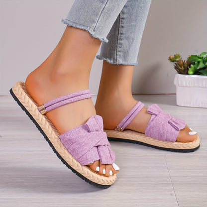 Damen Sommer Sandalen mit Schleife und Knöchelriemen – Bequeme Freizeitschuhe für Alltag & Urlaub