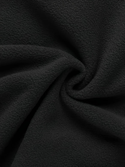 Herenfleece-pullover met opstaande kraag en rits, zwart en kaki