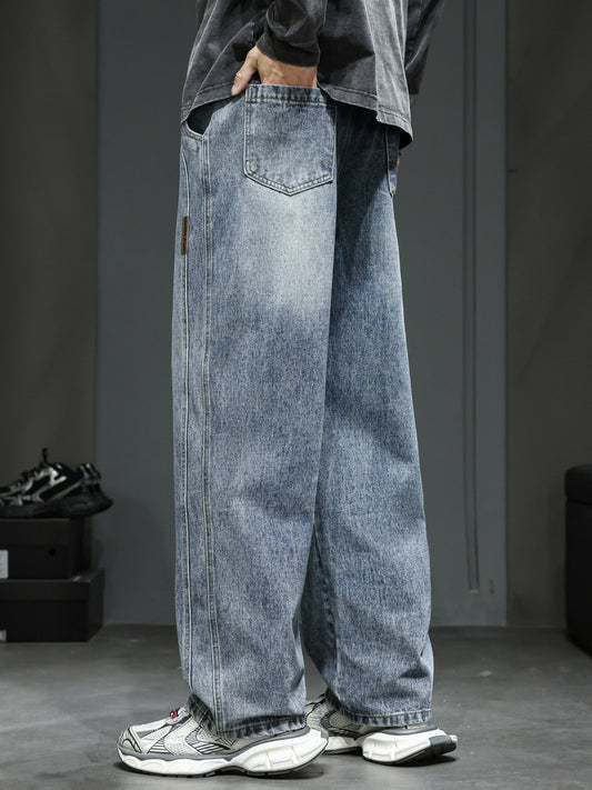 Heren Baggy Jeans in Loose Fit Streetwearstijl voor Vrije Tijd en Dagelijks Gebruik