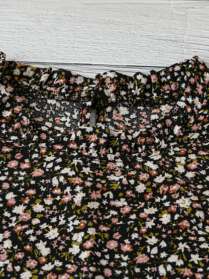 Damen Sommer Blusenshirt mit Blumenmuster und Volantärmeln – Elegantes Freizeit Top für Alltag & Urlaub