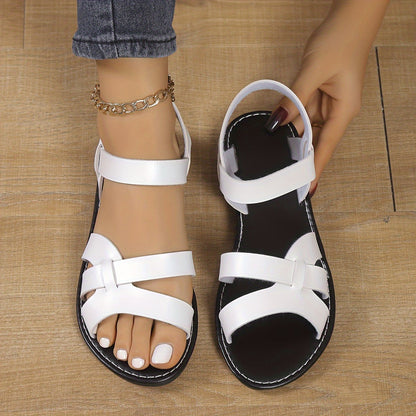 Damen Elegante Sommer Sandalen – Offene Zehen, Flache Sohle, Bequemer Alltagsstil