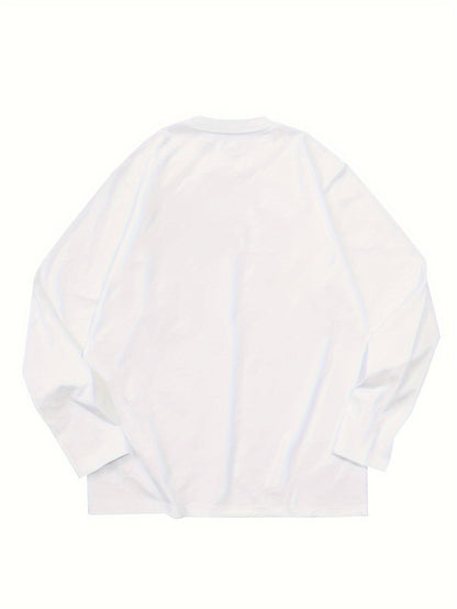 Camiseta unisex de manga larga, cuello redondo, negra y extragrande