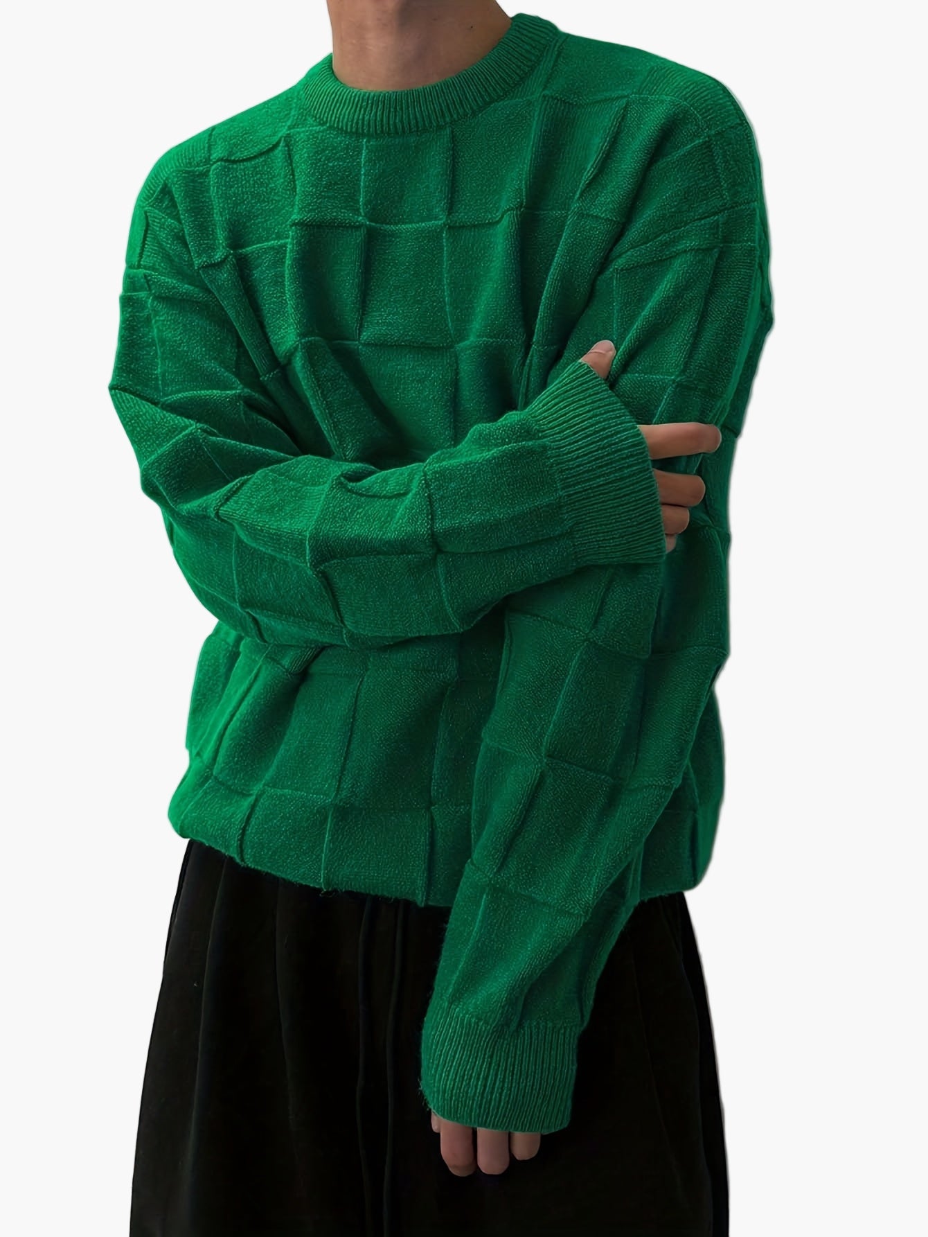 Jerséis streetwear para hombre – Jerséi de punto oversize estructurado para otoño e invierno
