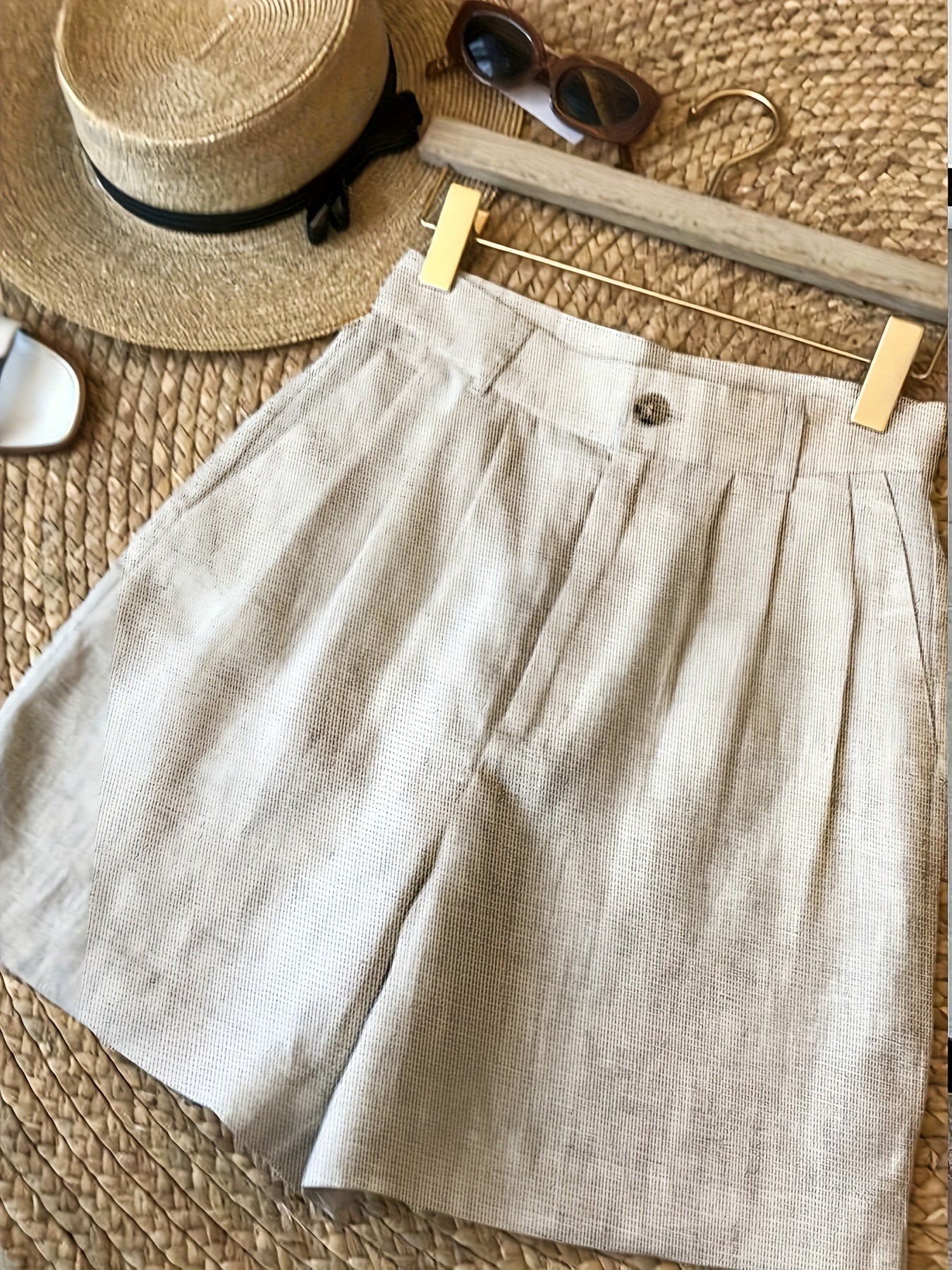 Dame vintage shorts med høj talje til sommer – stilfulde fritidsshorts med lommer