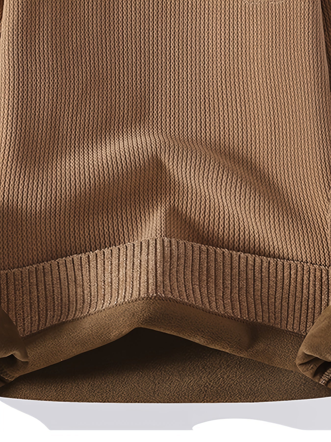 Suéter unisex de cuello redondo con textura acanalada y parches en los codos