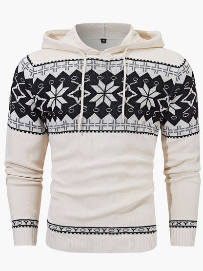 Sweat à capuche pour homme avec motif norvégien – Pull d'hiver décontracté pour les loisirs et le quotidien