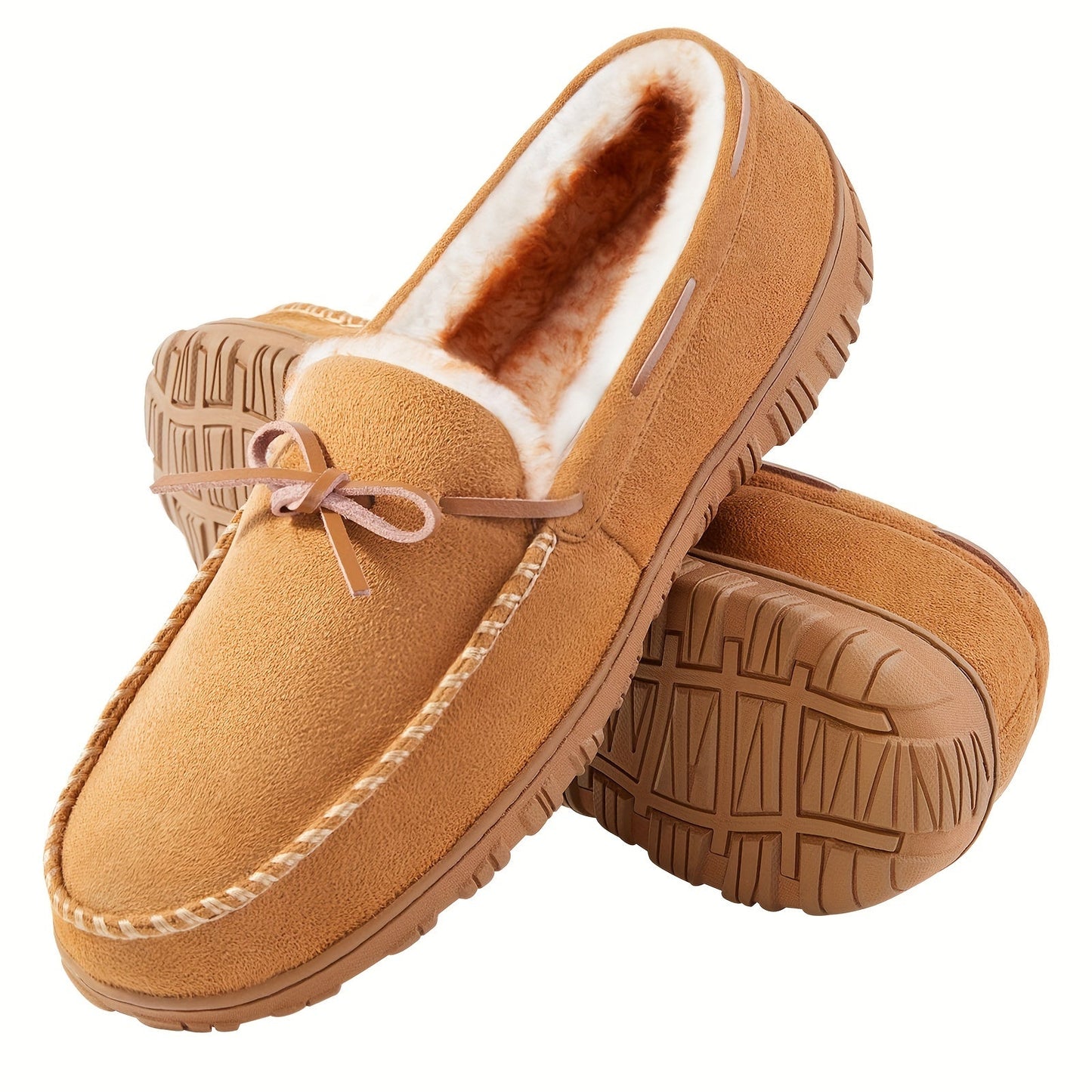 Mokassin Hausschuhe Herren, gefüttert, warm, Braun/Beige/Schwarz