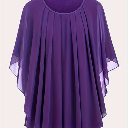 Damen Elegante Oversized Chiffon Bluse für Ausgehen – Stilvolle Flatterärmel, Lockerer Schnitt, Ideal für festliche Anlässe