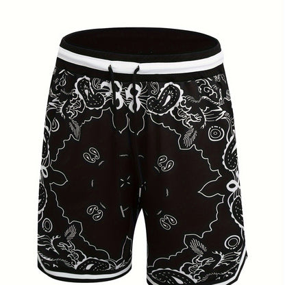 Herren Streetwear Basketball-Shorts mit Paisley-Print und sportlichem Design
