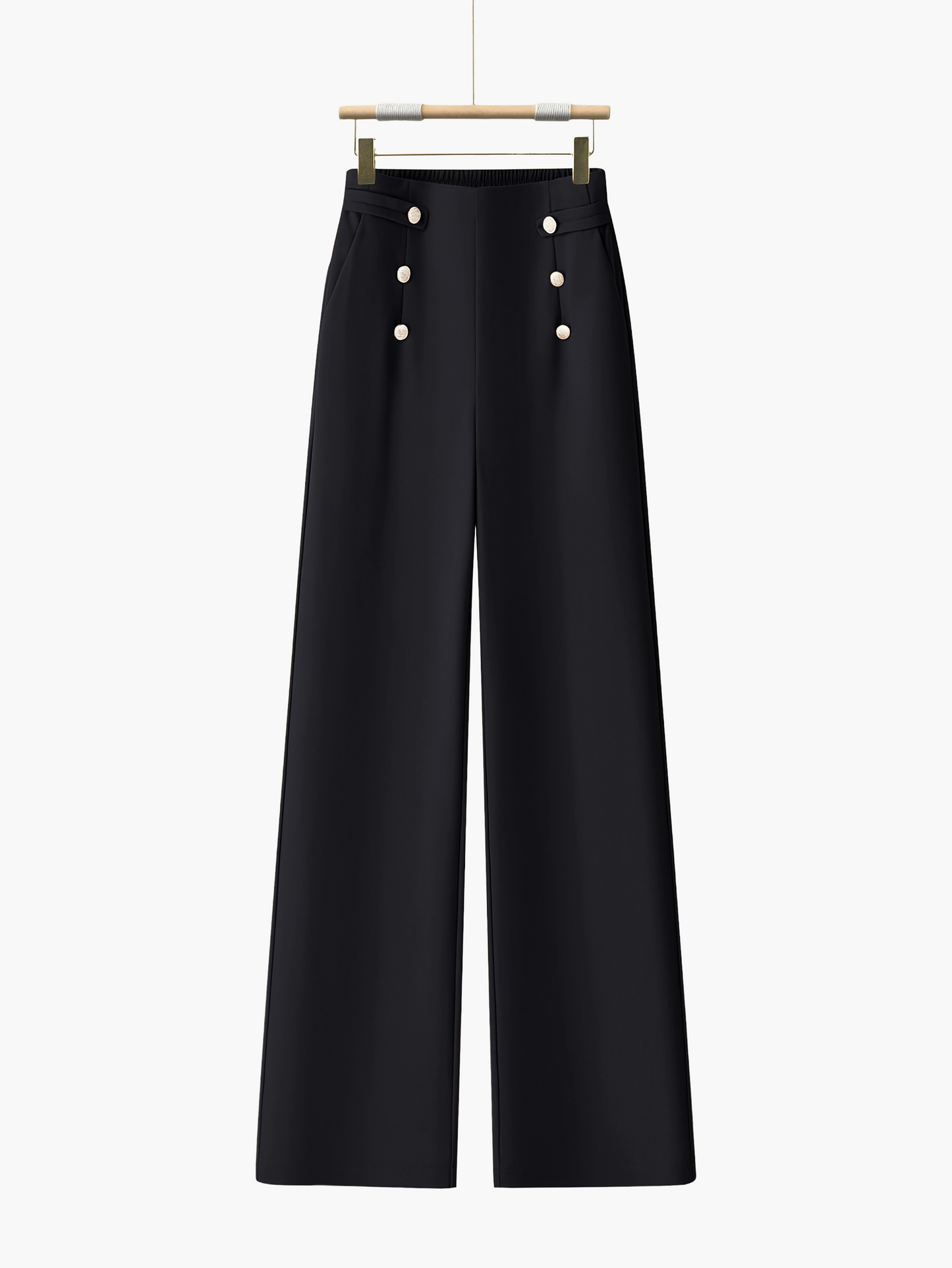 Damen Elegante Weite Bein Hose mit Knopfdetails – Perfekt für Freizeit und Büro