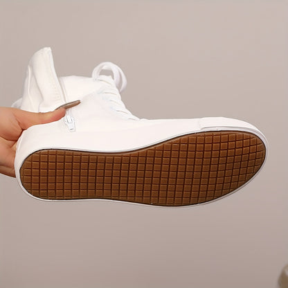 Damen Mid-Calf Schnür-Sneaker mit Reißverschluss Weiß