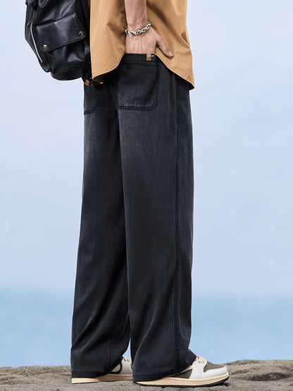 Herren Weite Jeans mit Kordelzug – Lässiger Straight-Leg Style für Freizeit und Alltag