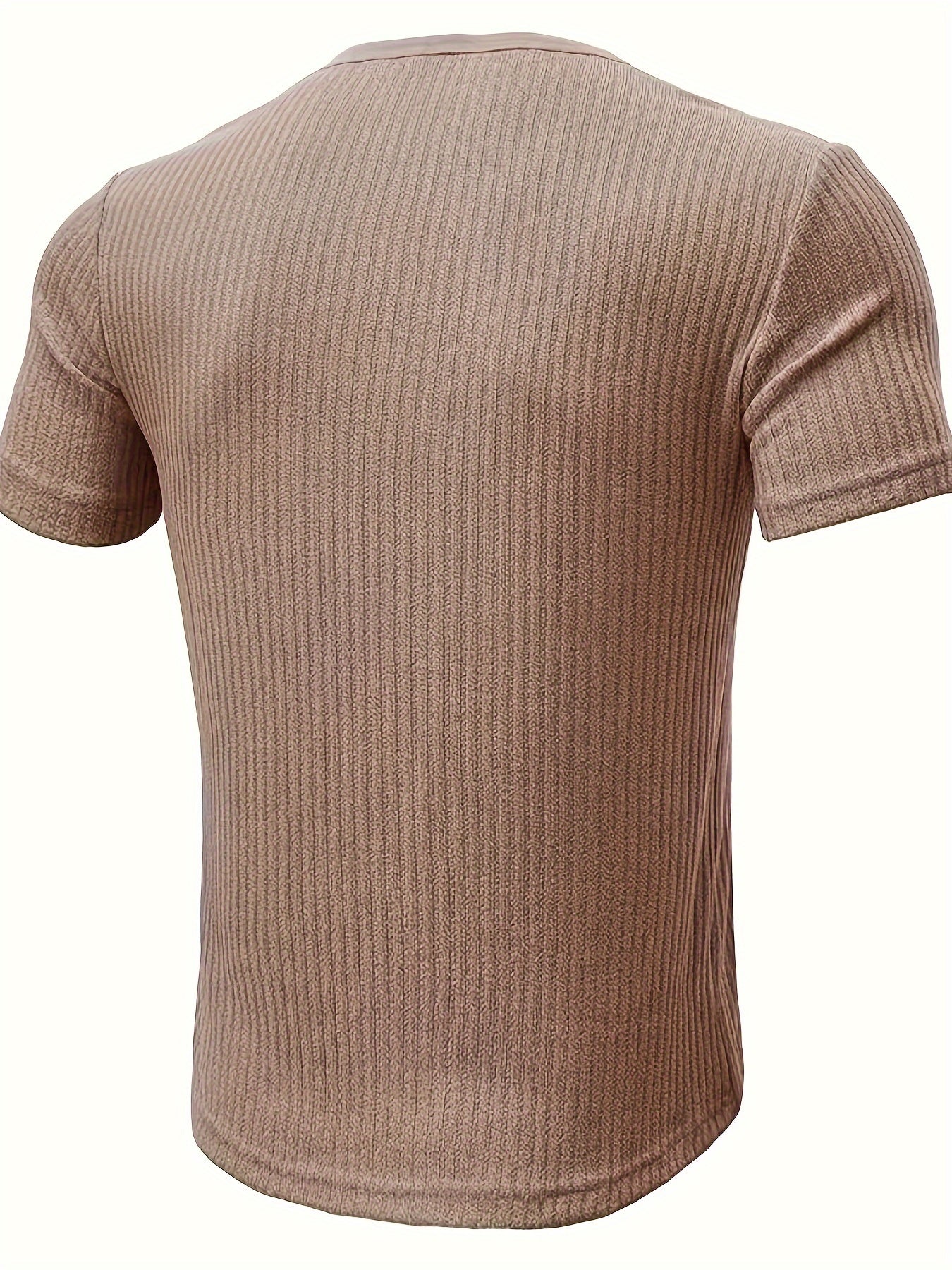 Herre Henley T-skjorte med knappestolpe og striper – Komfortabel fritidsstil