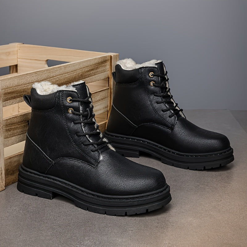 Herren Winterstiefel gefüttert Schnürstiefelette flache Sohle