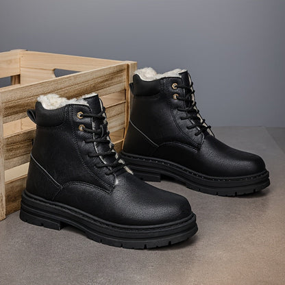 Herren Winterstiefel gefüttert Schnürstiefelette flache Sohle