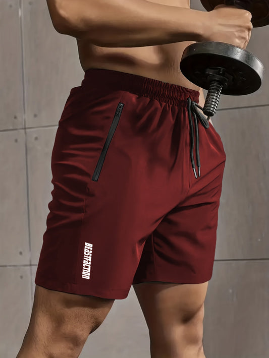 Heren sportshorts fitness training korte broek met ritszakken