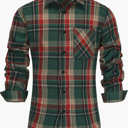 Chemise décontractée homme à carreaux manches longues pour la vie quotidienne et les activités de plein air