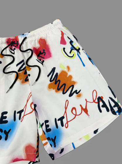 Herren Streetwear Shorts mit Graffiti-Print – Lässige Motivationsshorts für Freizeit und Sommer