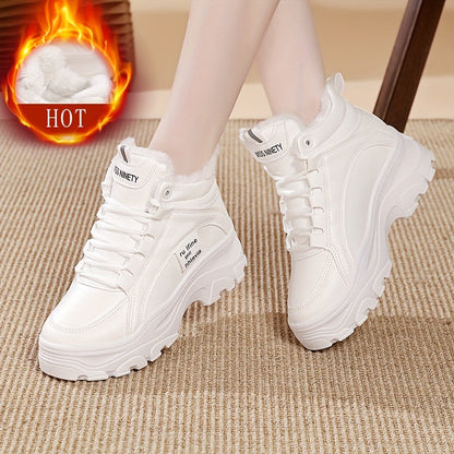 Damen Gefütterte Plateau Sneaker Stiefel Winterschuhe Warm