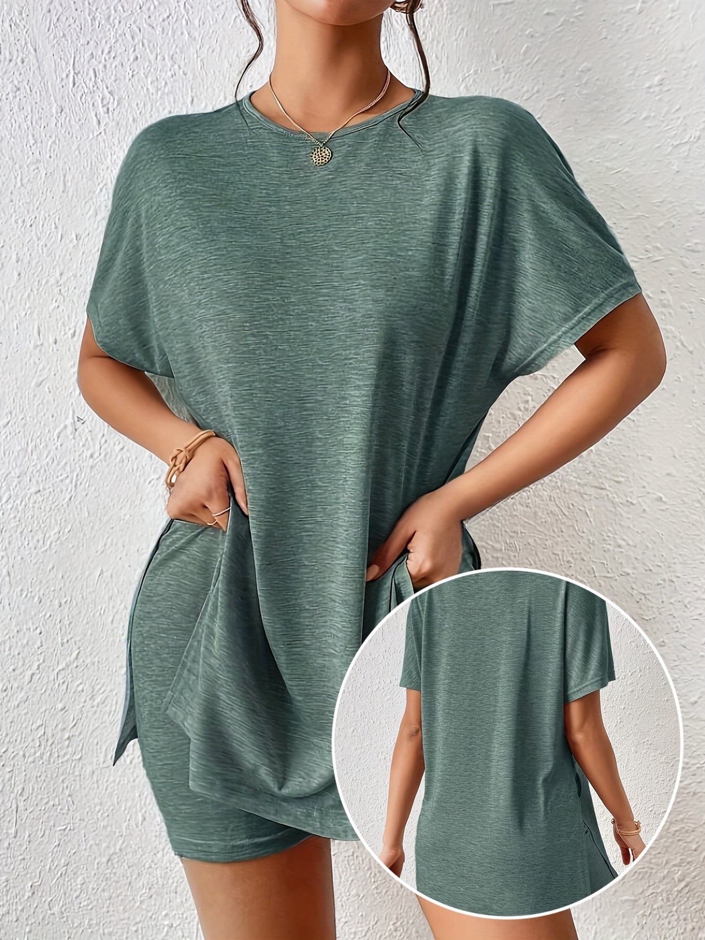 Damen Lounge Set Kurzarmshirt und Shorts – Elegantes Freizeit Outfit für Zuhause & Alltag
