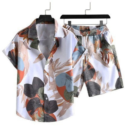 Herre sommer sett – Moderne kortermet skjorte med trykk og shorts, fritidsantrekk, avslappet