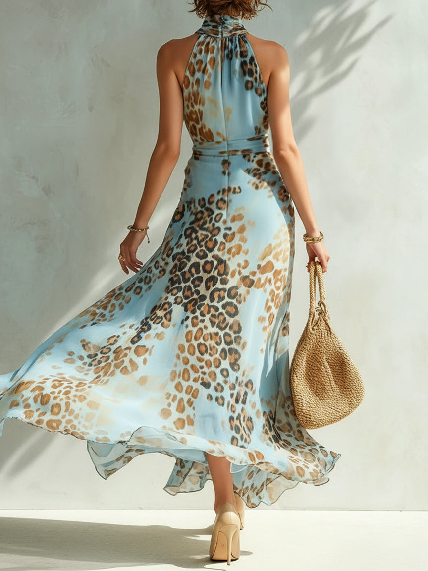 Desirè | Maxi-jurk met halternek en luipaardprint voor dames