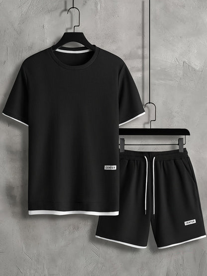 Ensemble décontracté homme T-shirt manches courtes & short – Tenue d'été décontractée avec col rond