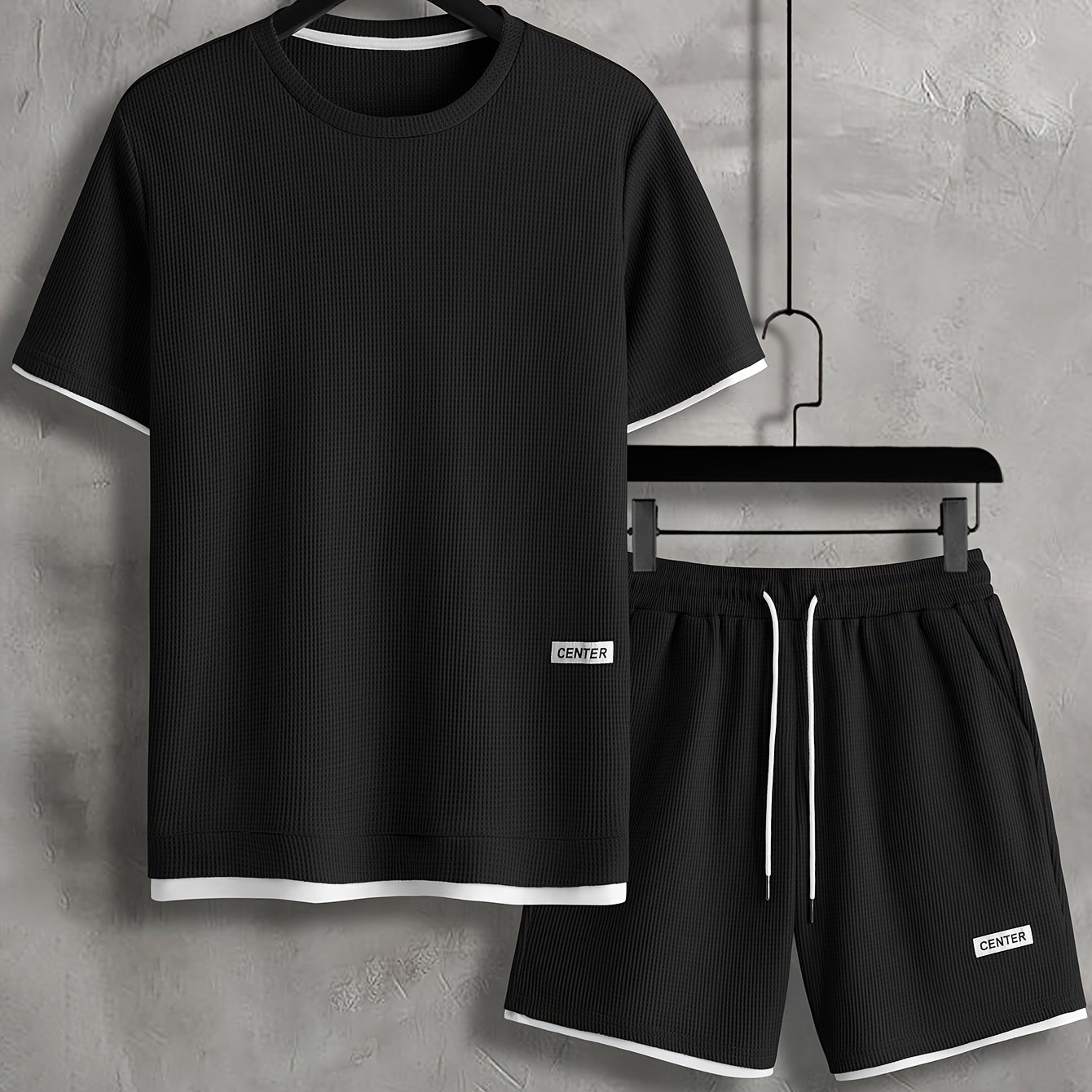 Ensemble décontracté homme T-shirt manches courtes & short – Tenue d'été décontractée avec col rond